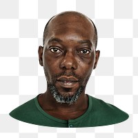 Black man png portrait sticker, transparent background