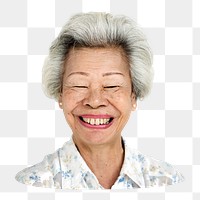 Happy retired woman png sticker, transparent background