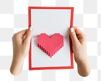 Hands opening love letter png, transparent background