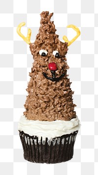 Christmas reindeer cupcake png, transparent background