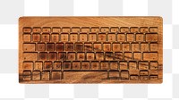 Wooden keyboard png sticker, transparent background