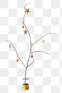 Leafless Christmas tree png sticker, transparent background