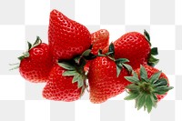 Fresh strawberries png sticker, transparent background