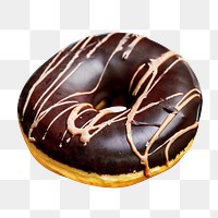 Chocolate glaze donut png sticker, transparent background