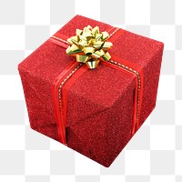 Red present box png sticker, transparent background