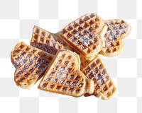 Heart waffles breakfast png, transparent background