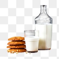 Milk and cookies  png sticker, transparent background