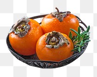 Persimmon fruit plate png, transparent background