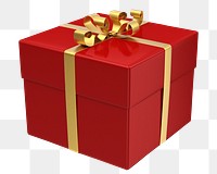 Png red gift box sticker, transparent background