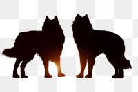 Png German shepherd dogs silhouette sticker, transparent background