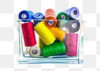 PNG  colorful sewing thread spools , collage element, transparent background