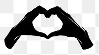 Heart hands  silhouette png, transparent background