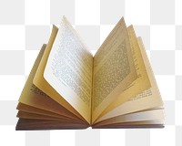 Open book png sticker, transparent background