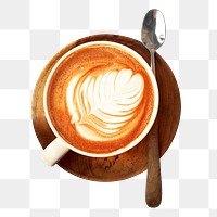 Coffee latte art png sticker, transparent background