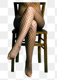 Png woman wearing fishnet tights sticker, transparent background