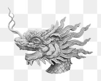 Dragon stone statue png sticker, transparent background