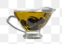 Olive oil glass png, transparent background