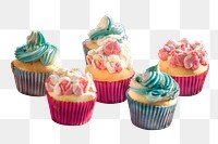 Cute cupcakes png sticker, transparent background