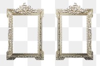 Two vintage frames png sticker, transparent background