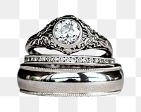 Silver wedding ring png, transparent background