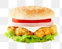 Chicken burger png food sticker, transparent background