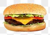 Homemade cheeseburger food png sticker, transparent background