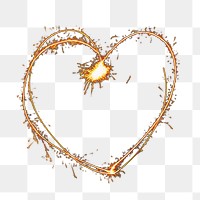 PNG Heart sparkler shape, collage element, transparent background