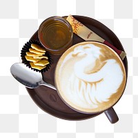 Latte art coffee png, transparent background