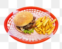 Burger and fries png, transparent background