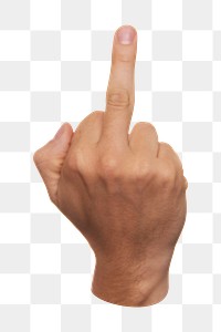 Middle-finger hand png sticker, transparent background