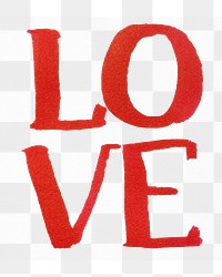 Love typography png, transparent background