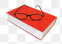 Eye-glasses on book png, transparent background