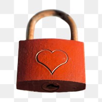 Heart padlock png, transparent background