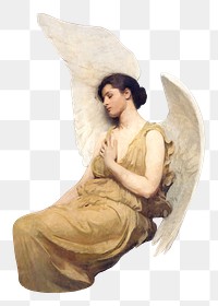 Angel png sticker, Winged figure, Abbott Handerson Thayer's vintage illustration on transparent background, remixed by rawpixel