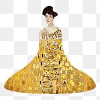 Png Portrait of Adele Bloch-Bauer sticker, Gustav Klimt's art nouveau illustration on transparent background, remixed by rawpixel