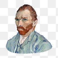 Van Gogh's Self-Portrait png sticker, famous artwork on transparent background, remixed by rawpixel