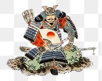 Vintage Samurai png Japanese sticker, transparent background. Remixed by rawpixel.