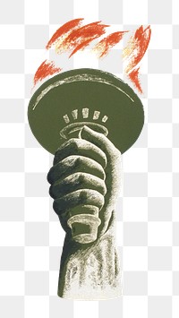 Democracy png Statue of Liberty torch sticker, transparent background.  Remixed by rawpixel.