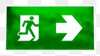 Emergency exit sign png sticker, transparent background