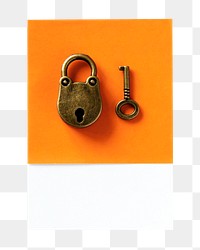 Key and padlock png, transparent background