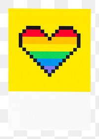 PNG Pixelated LGBT pride rainbow heart, collage element, transparent background