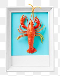 PNG Lobster seafood toy on a frame, collage element, transparent background