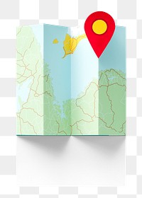 PNG Paper craft art of a map, collage element, transparent background