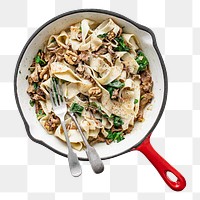 PNG pappardelle pasta with mushrooms, collage element, transparent background