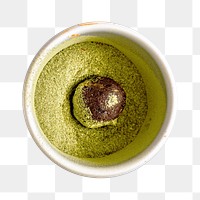 Chocolate truffle png green tea sticker, transparent background