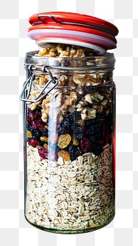 Oats png cranberries jar sticker, transparent background