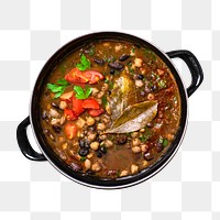Png cooked garbanzo bean soup sticker, transparent background