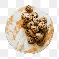 PNG chocolate chip cookies, collage element, transparent background