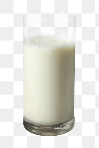 Glass of milk png sticker, transparent background