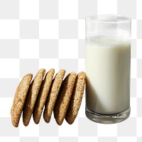 Milk and cookies png sticker, transparent background